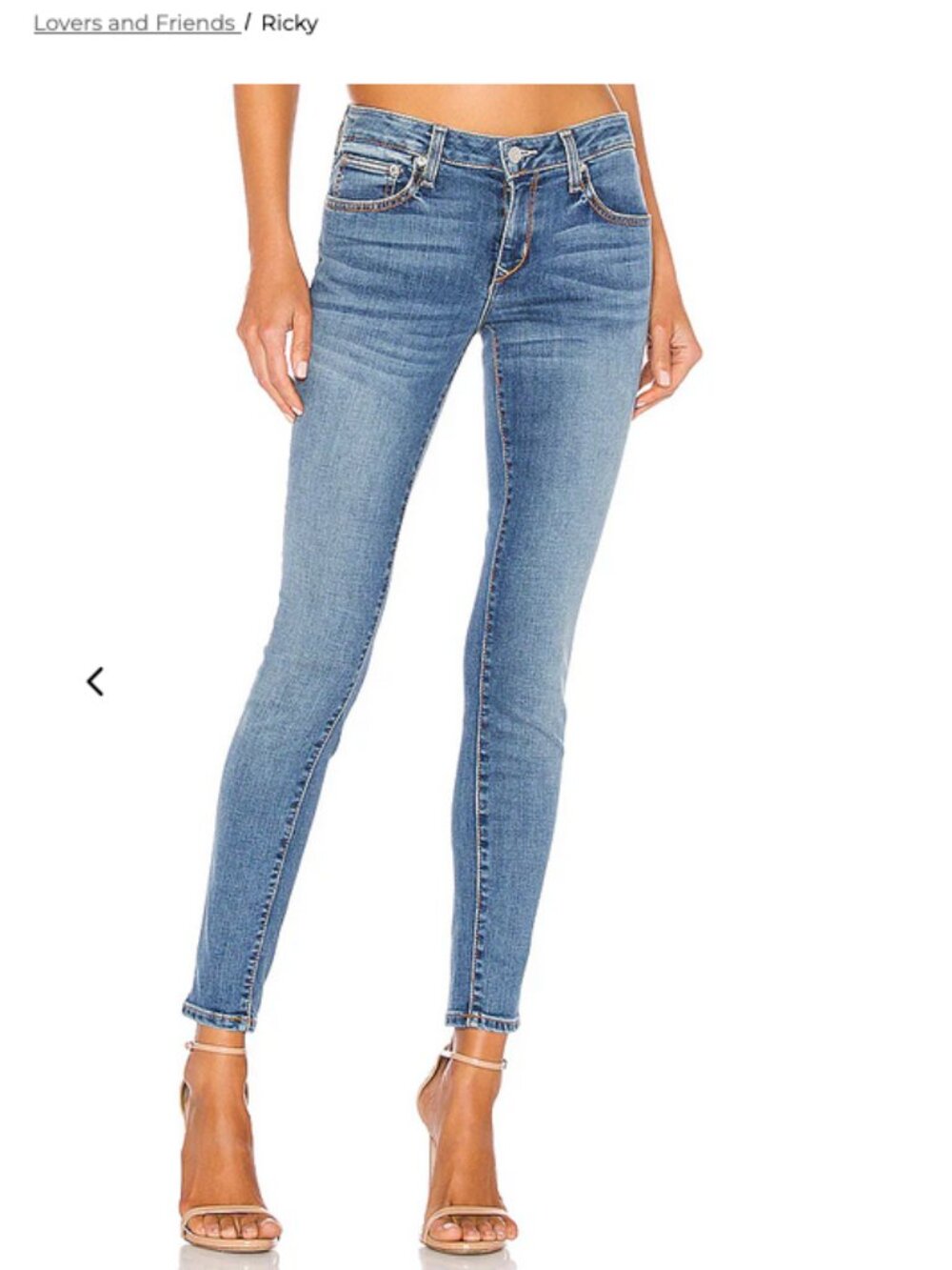 Lovers + Friends Mid-rise Skinny Jean, Style: Ricky, Color: Rivaldi, Size 26